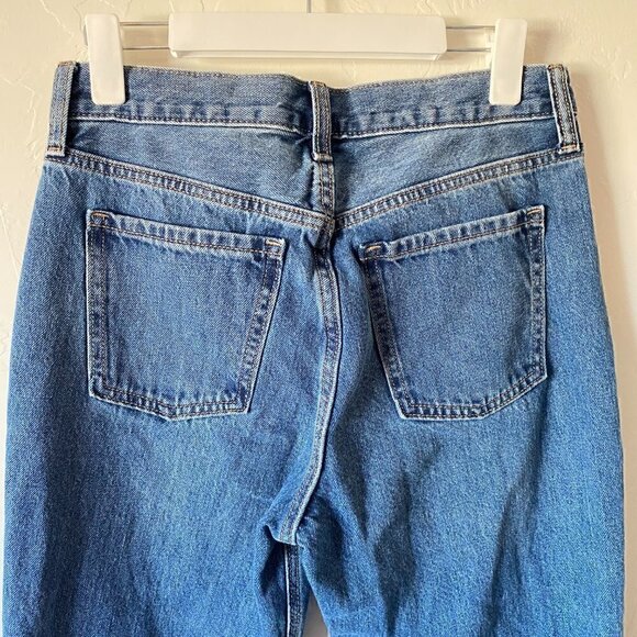 Old Navy High Rise Slouchy Straight Jeans Distressed Medium Wash - Picture 5 of 8
